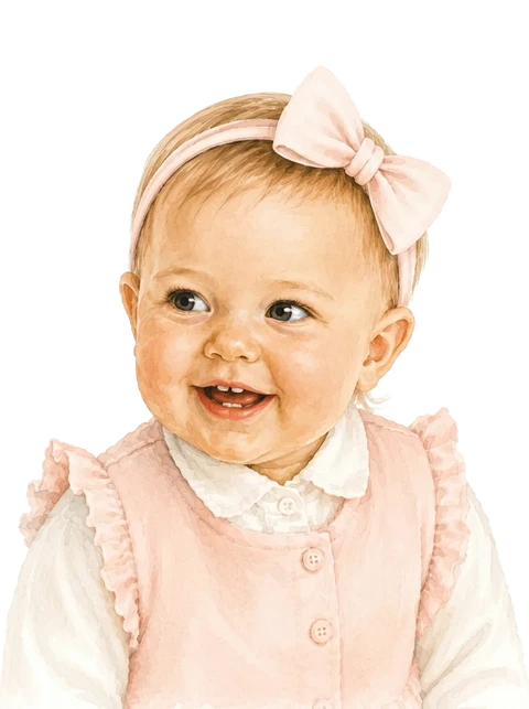Illustrated baby portrait preview